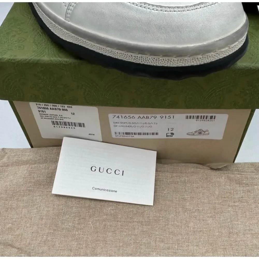 Men's Gucci Mac 80 distressed leather sneakers size 12 made in Italy